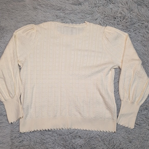 Adrianna Papell Sweater Womens XL Winter White Cable Stitch Preppy Comfort New - Picture 2 of 11